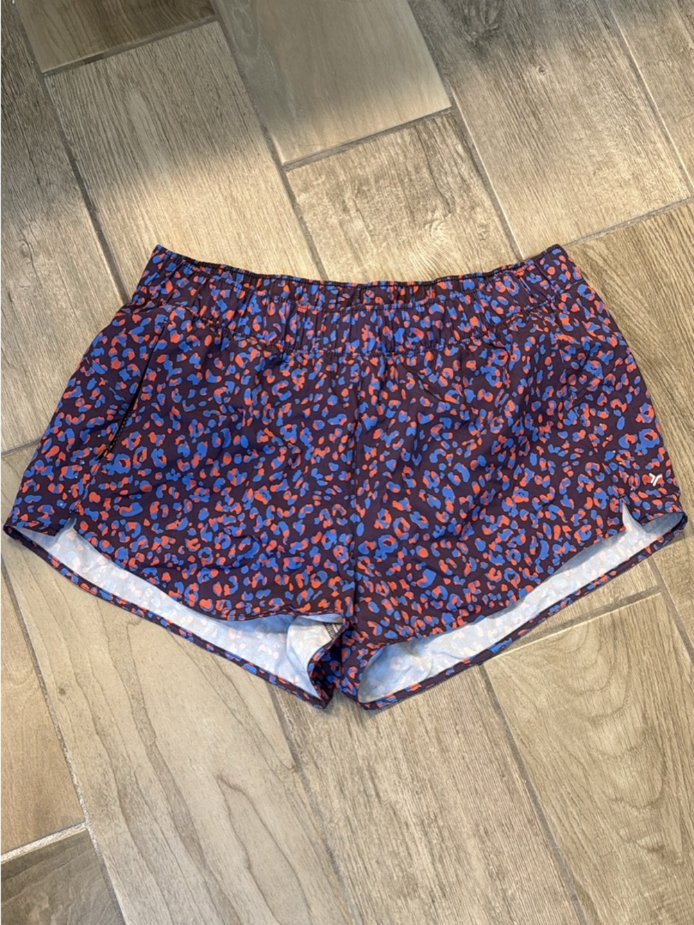 Old Navy Active Navy Shorts with Blue & Red Leopard Print Trim